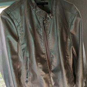 Rose Gold Faux leather motojacket